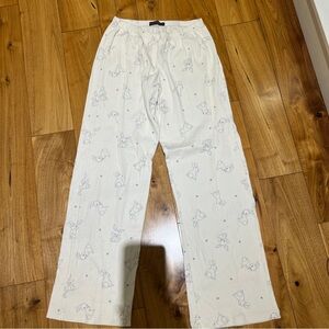 Brandy Melville White Pajama Pants with Bunny Print